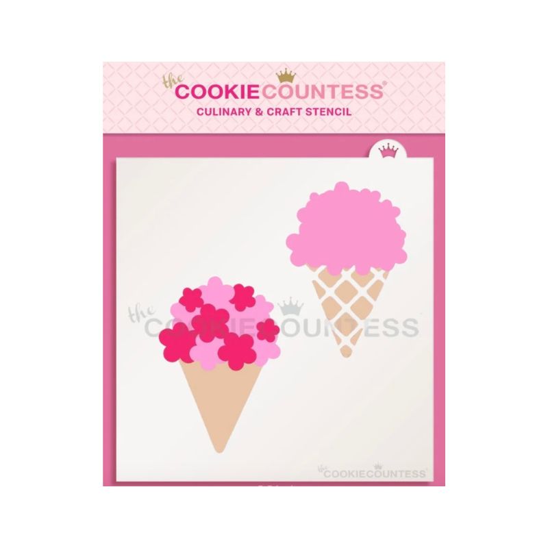 Cookie Countess Ice Cream & Bouquet 2 Piece Stencil – Sugar Love Designs