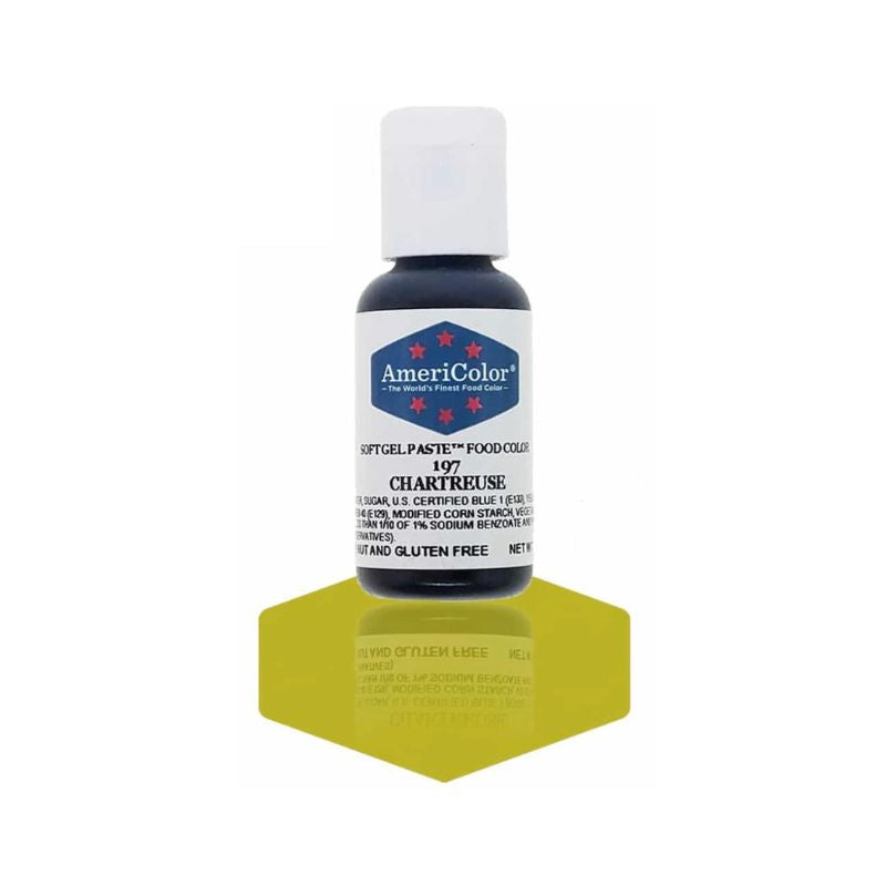 Chartreuse gel food colour bottle is used for changing the colour of icings and frostings for bakers and is also good for batters and doughs