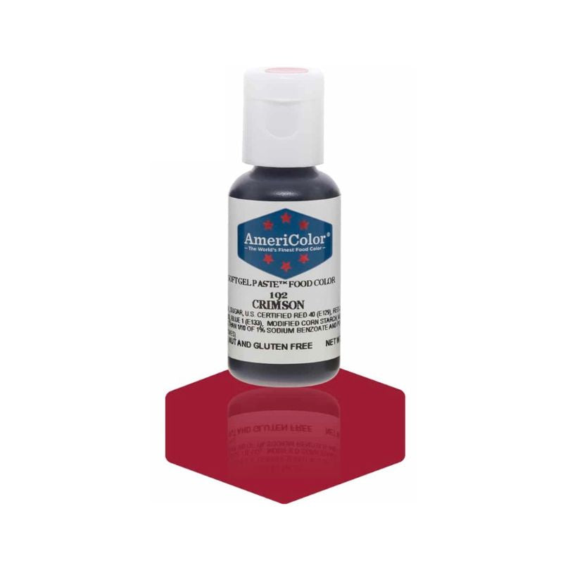 THis bottle of Crimson food gel colouring is used for adding colour to atters and doughs or buttercream or royal icings