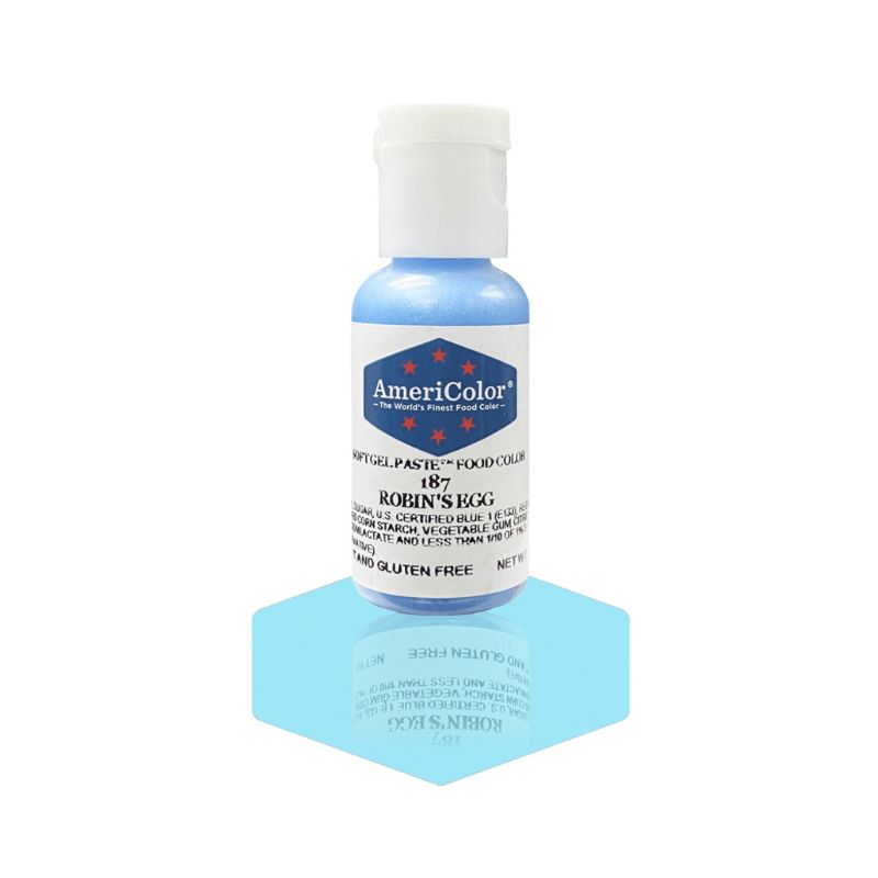 Bottle of light blue food gel paste colour that can be added into your buttercream and royal icing frostings