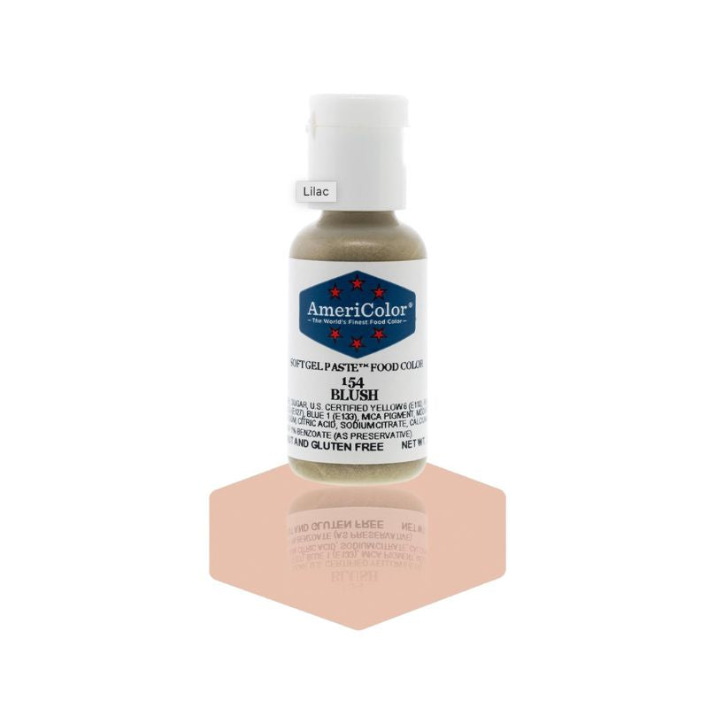 Small bottle of Blush colour which can be used to make cake frosting or cookie icing and has a small shimmer sheen