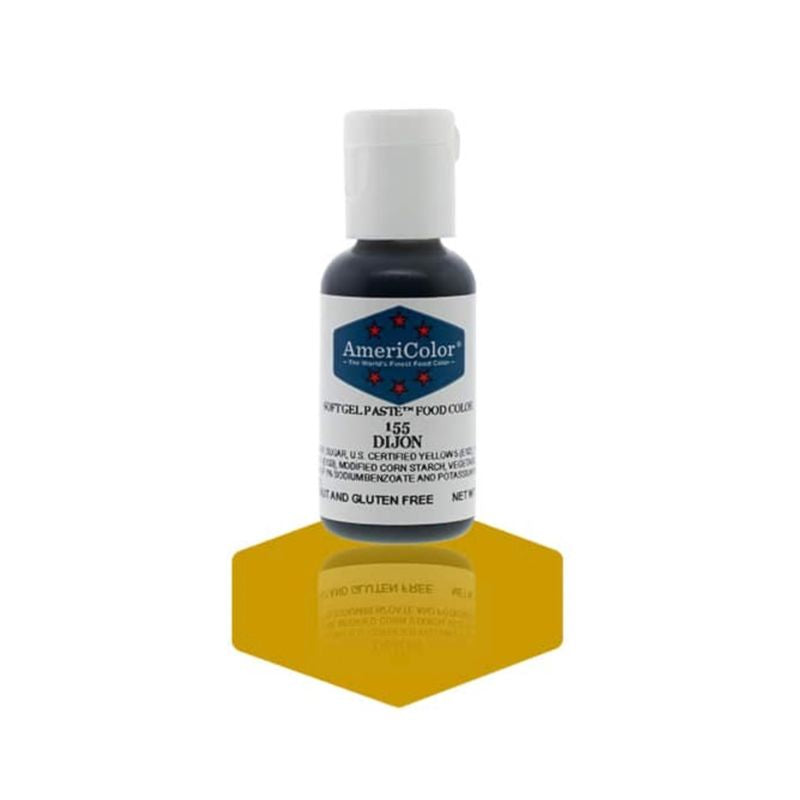 Food colour bottle of dijon yellow that is for mixing with buttercream or royal icing to help with cake and cookie decorating