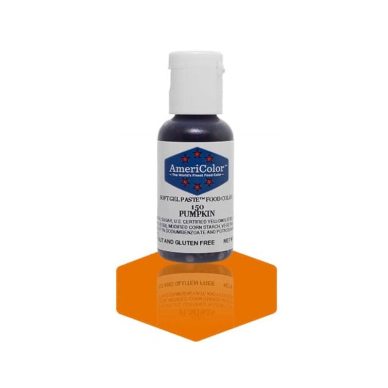 Pumpkin orange food gel colour bottle which can make cake decorating and cookie decorating easy fall colours