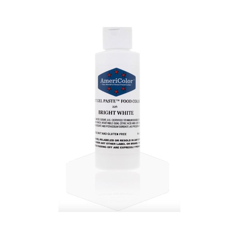 Medium bottle of Bright White colour whitener for making icings white - good for coloring buttercream and macarons and royal icing - this bottle is available in available for shipping world wide and for shopping in store langley bc