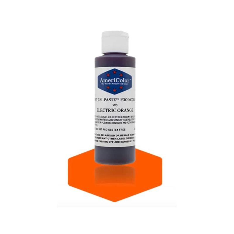 Electric Orange medium bottle used for changing the colour of icing and frostings for all your cake decorating and cookie designs