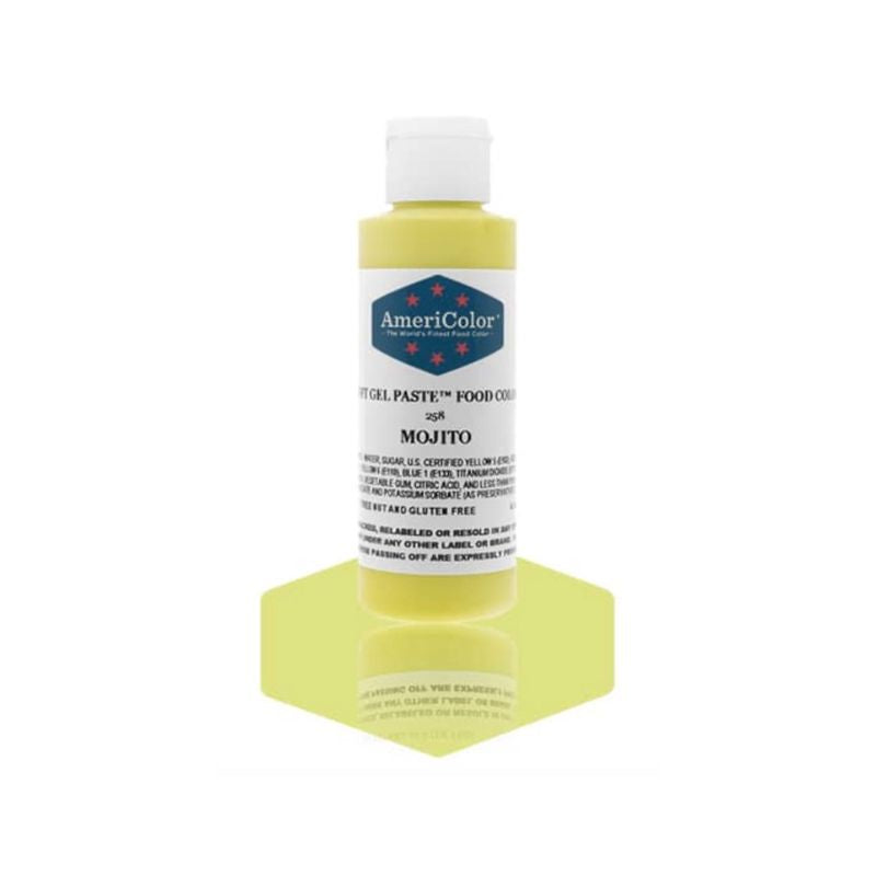 This bottle of Mojito food paste gel is the perfect way to colour all your buttercreams and royal icings to the perfect light pastel yellow color and is good to dd to all your baking supplies