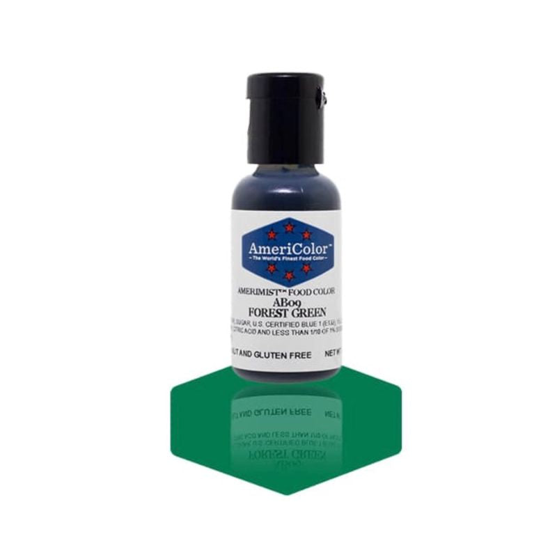 This bottle is Forest Green in colour and used with your airbrush machine to spray this dark green over your desserts or cake decorations