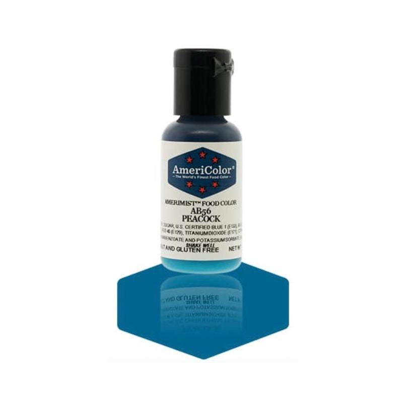 Peacock blue airbrush colouring that is good for airbrush and can be used on it's own and sprayed on cookies and cakes or used with a stencil