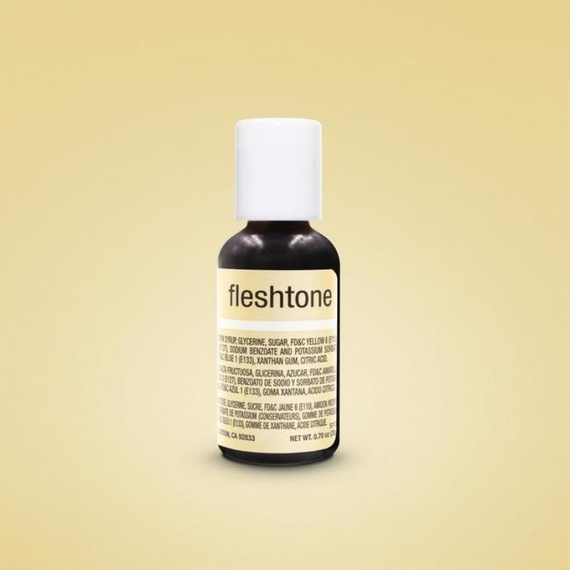 light skin toned background and bottle of fleshtone food gel coloring