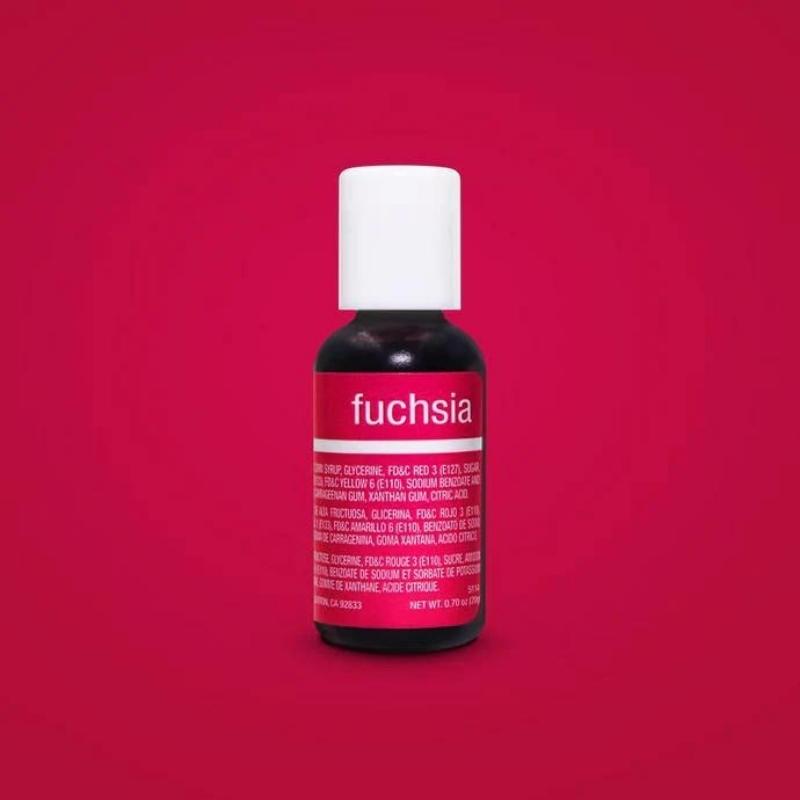 fuchsia background solid colour and bottle of fuchsia gel food colouring