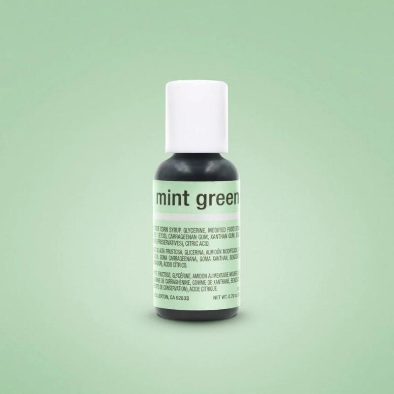 Mint green background with small bottle of chef master good gel mint green