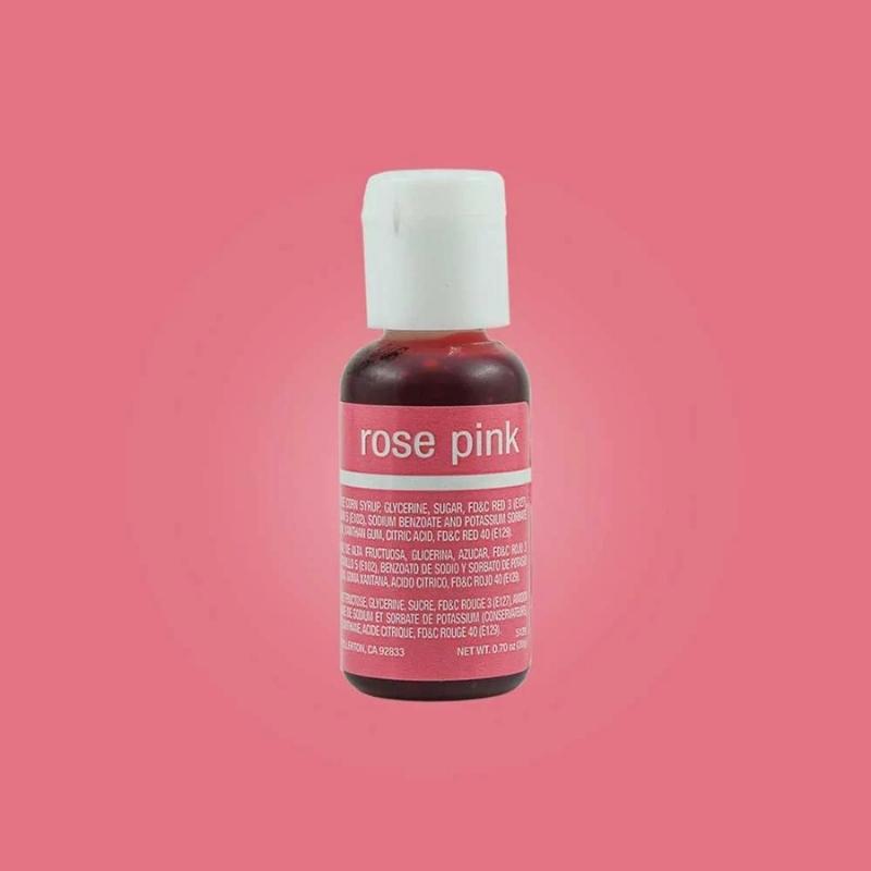 rose pink background with small bottle of pink food gel colour