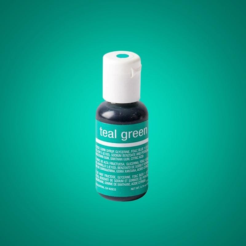 green background with small teal green bottle with white writing and lid