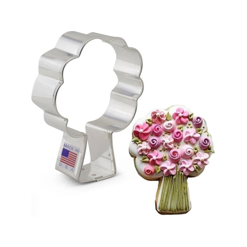 Cookie cutter of a bouquet that can be used by cookie decorators for wedding and birthdays 