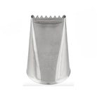 Metal icing nozzle with jagged edges for cake decorating, labeled "Korea" and "897," perfect for detailed cake designs.