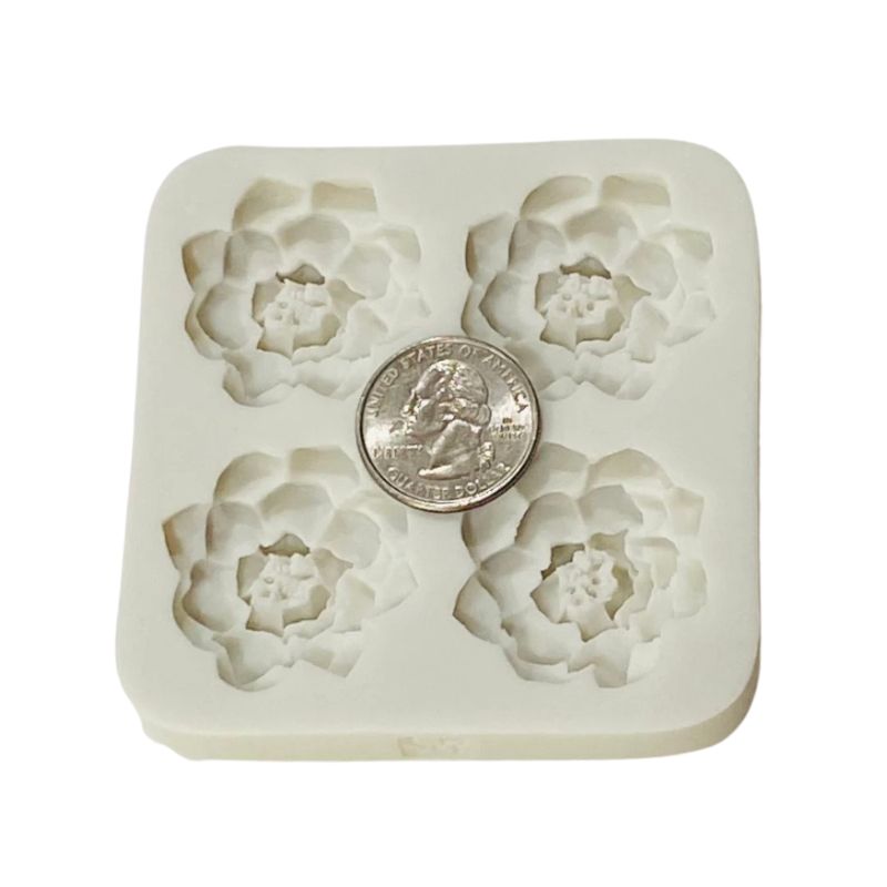 4 flower silicone mold with man on coin