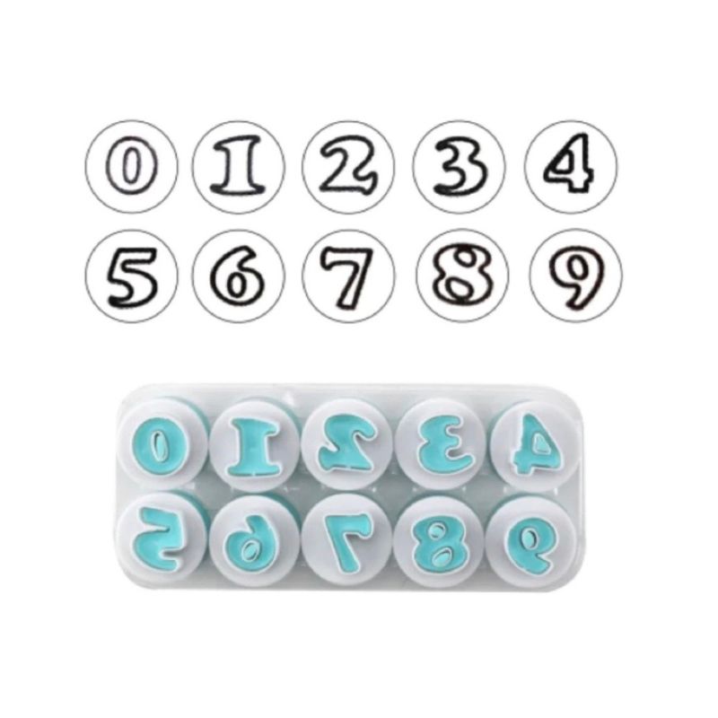 Fondant stamp round circles with numbers 0-9 