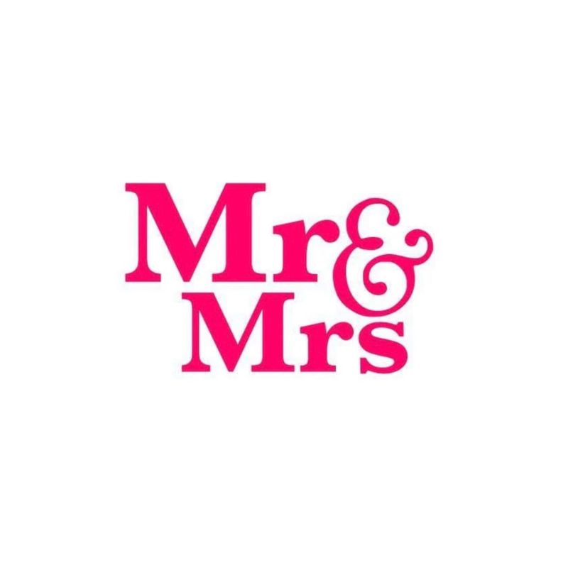 Mr & Mrs lettering in pink on white background stencil