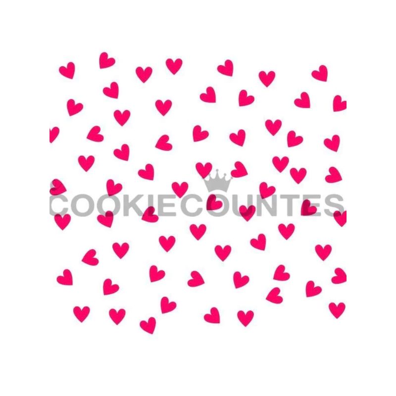 Pink hearts on white background with grey cookie countess