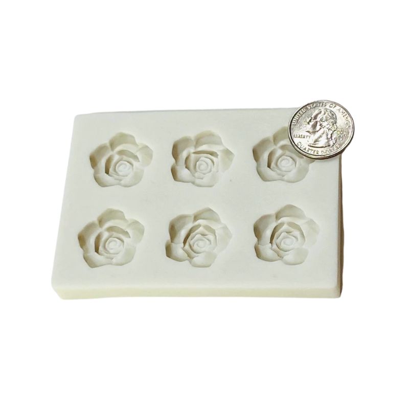 Six cavity rose silicone mold with man on coin