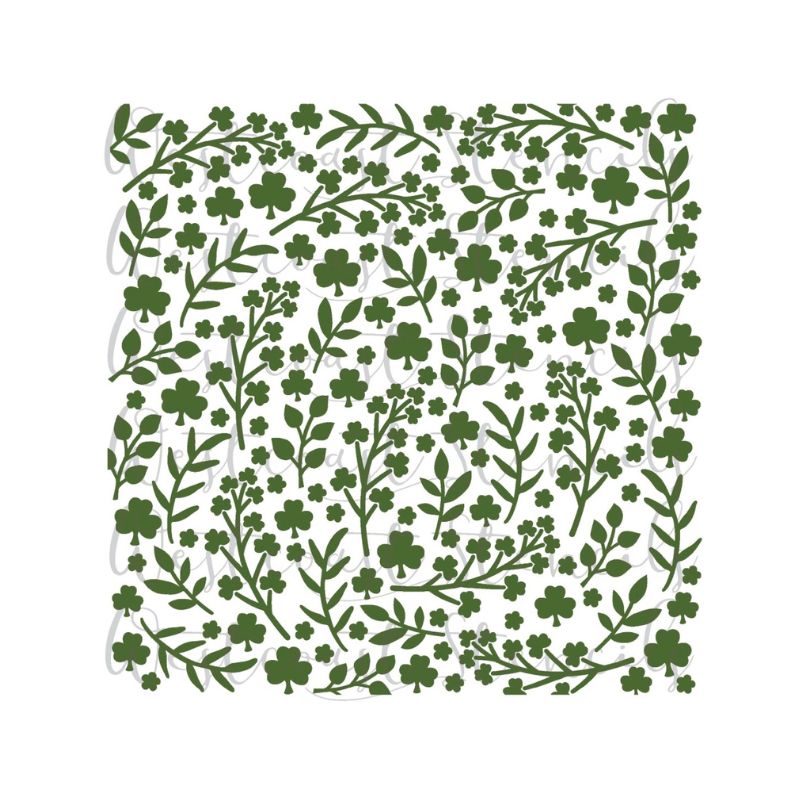 green clover and leave stencils on white background