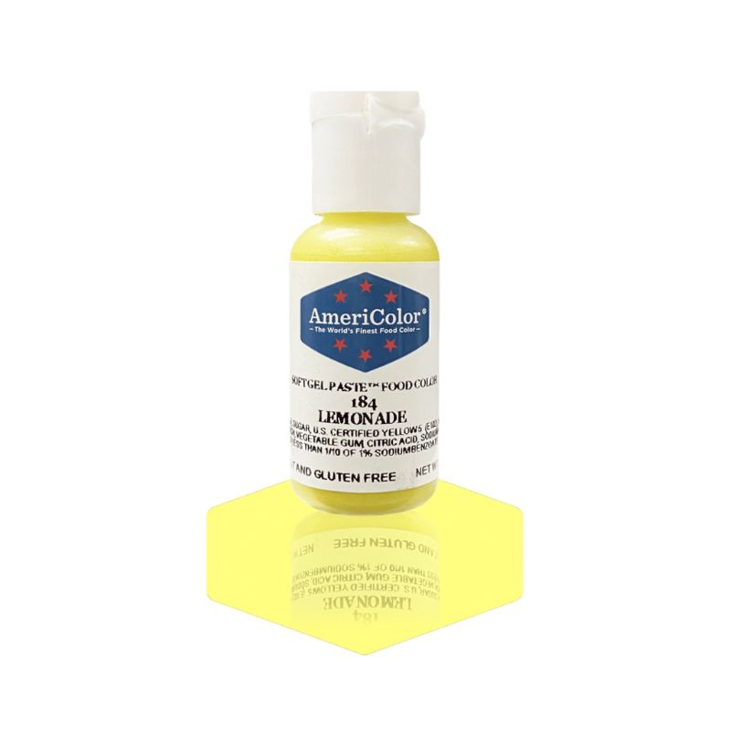 This bottle of lemonade soft gel paste food colouring is great for cake and cookie bakers and mixes very easily into frostings