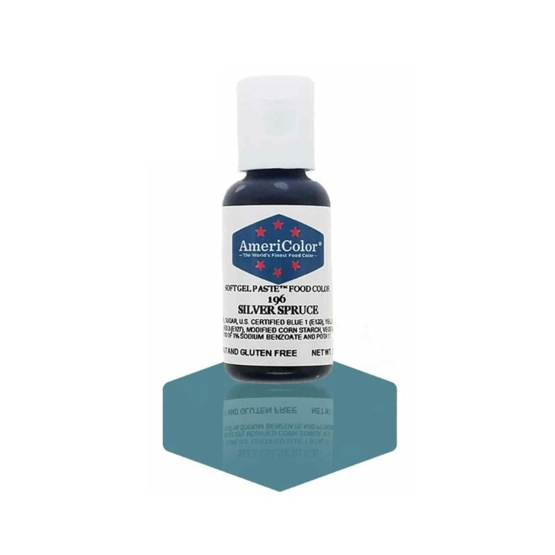 Small bottle of Silver Spruce blue food colouring for baking and decorating cakes and cookies