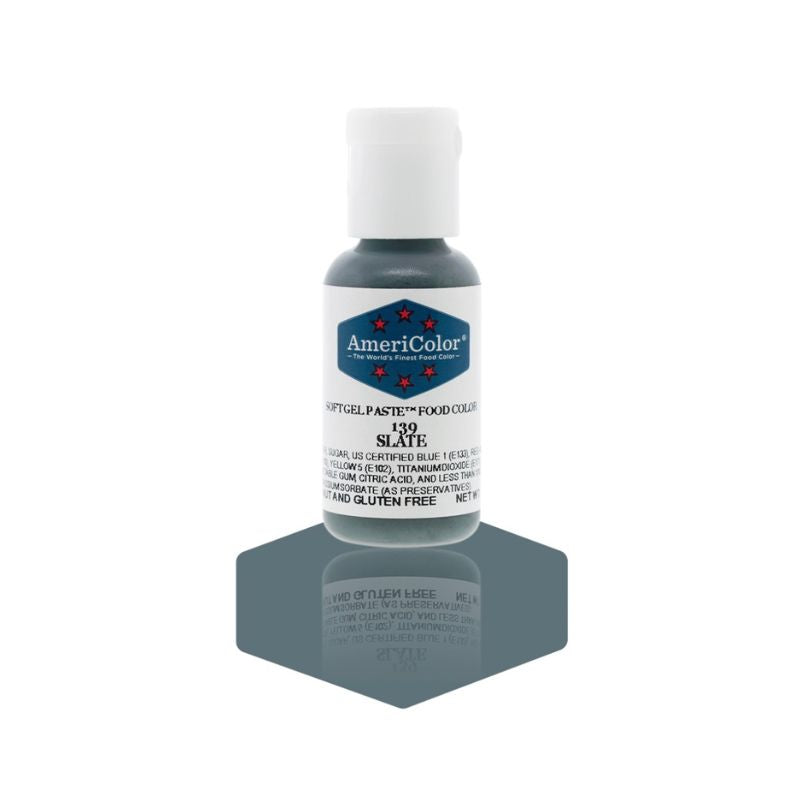 This bottle of dark Grey and blue colour is called slate and is perfect to add to your buttercream and royal icing or to make your batter or dough a different colour 