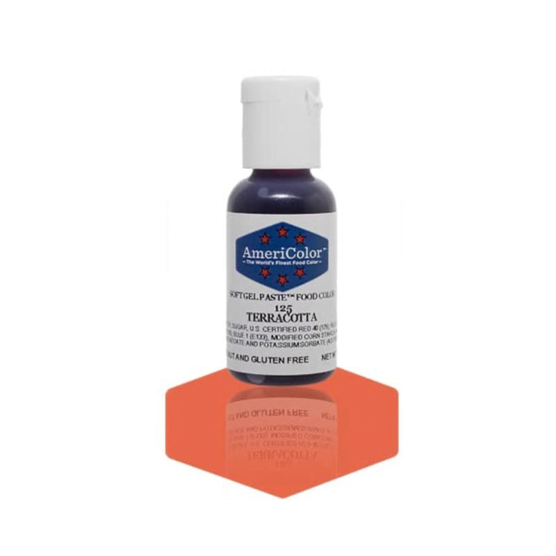 Small bottle of Terracotta orange colouring which is easy to use just add to your icing or frosting to get this beautiful colour that you can put on your cakes and cookies