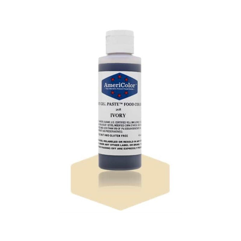 Bottle of Food colour Ivory that will change the colour of your icing and frostings into a beautiful subtle shade for cake decorating and cookies