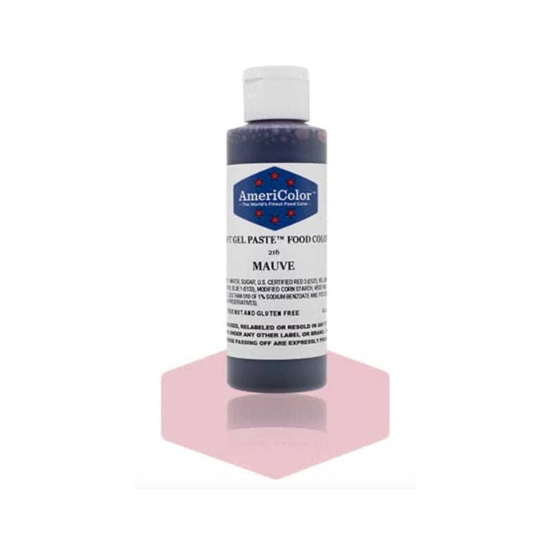 Bottle of Mauve food paste that is used to colour your cakes and cookie icings into a light pink mauve 