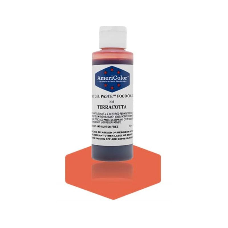 Bottle of Terracotta food paste and it good for changing the colour of your icings and frostings for cakes and cookies and macarons