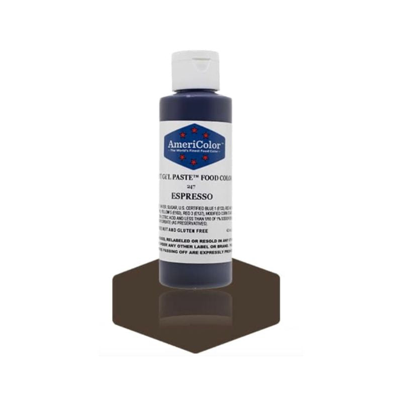 Espresso Food paste bottle which can be used to change the color of your buttercream and icings so your cakes or cookies can be a dark brown