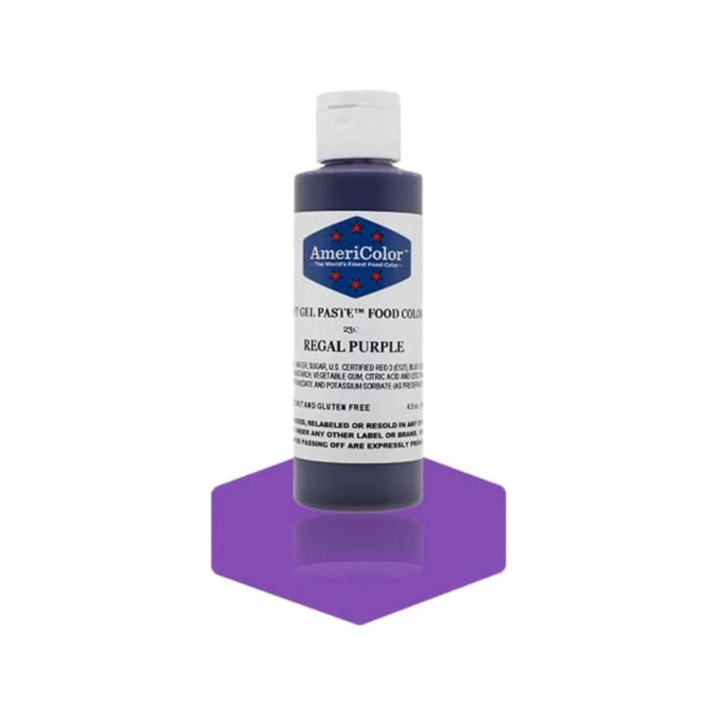 Medium Bottle of Regal Purple Food coloring that is good for all cake and cookie bakers these supplies will help change the colour of your buttercreams and icings easily 