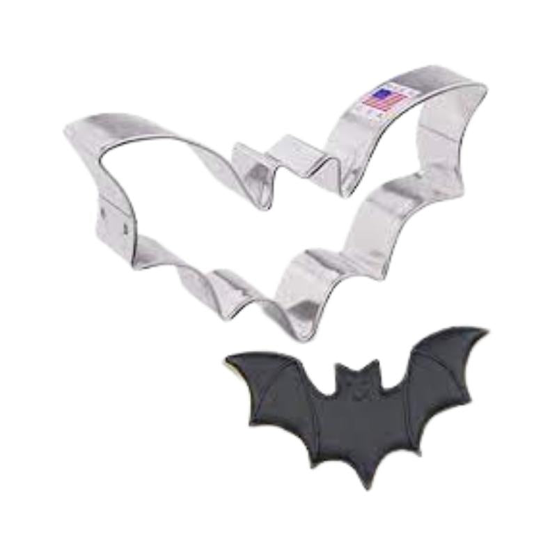 Halloween bat cookie cutter is used for making spookey halloween decorated cookies in the shape of a bat