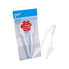 blue label Ateco with red rose beside flower lifter for lifting buttercream flowers