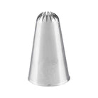 Stainless steel piping tip with small closure claws at the top and ateco 195 written on bottom