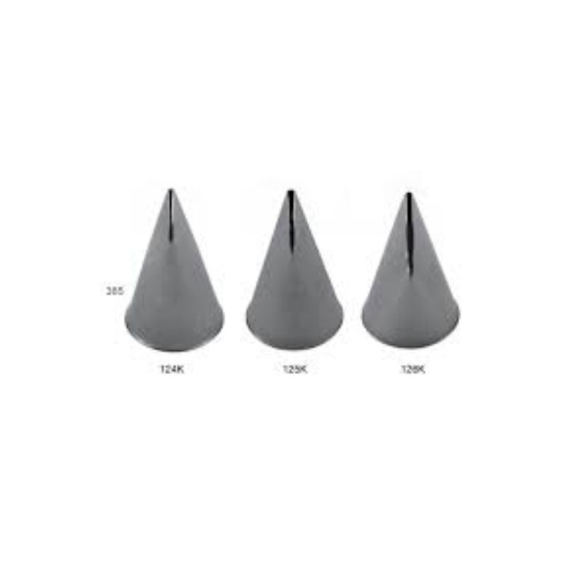 3 metal piping tips with slits on tops and 124k 126k 125k