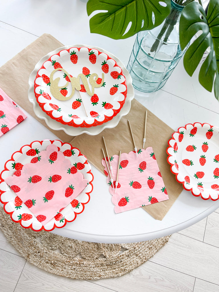 Strawberry party plates, summer party theme, party supplies near me, langley bc