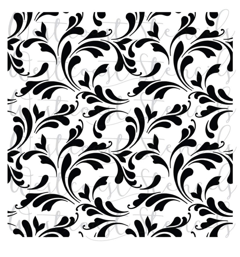 filigree pattern in black on white background