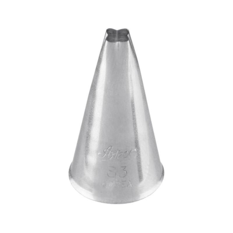 metal cake piping tip with a square opening and ateco 83 written on bottom