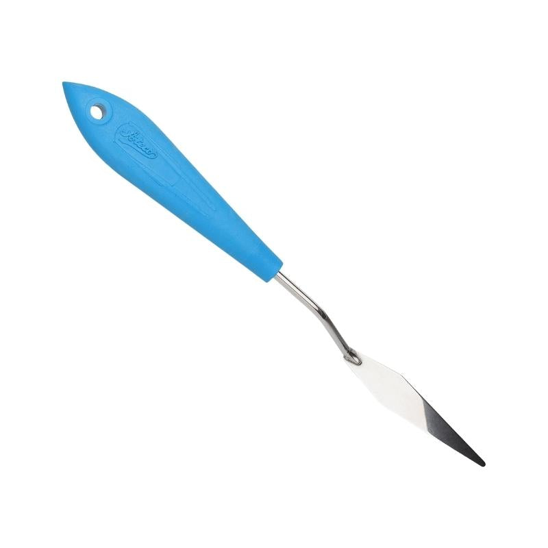 Blue handle with stainless steel pointed thin spatula end