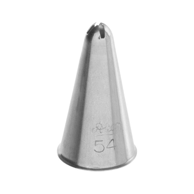 small closed star metal piping tip with ateco 54 engraved on bottom
