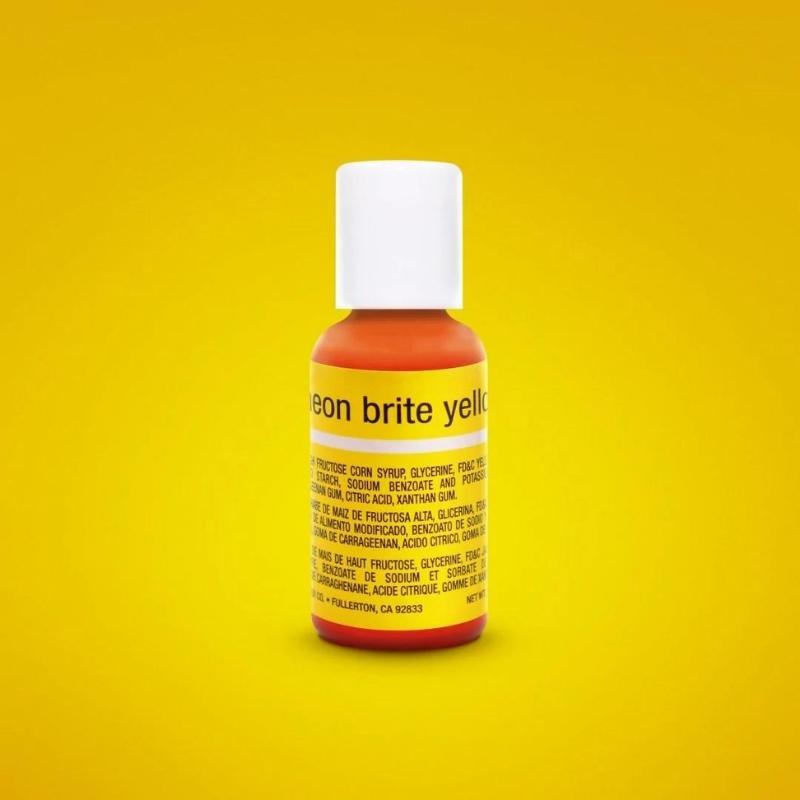 Bright yellow background with bottle of neon brite yellow Food colouring 