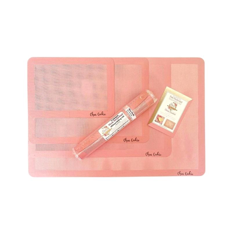 different size pink pats with chua cookie in black written on 
