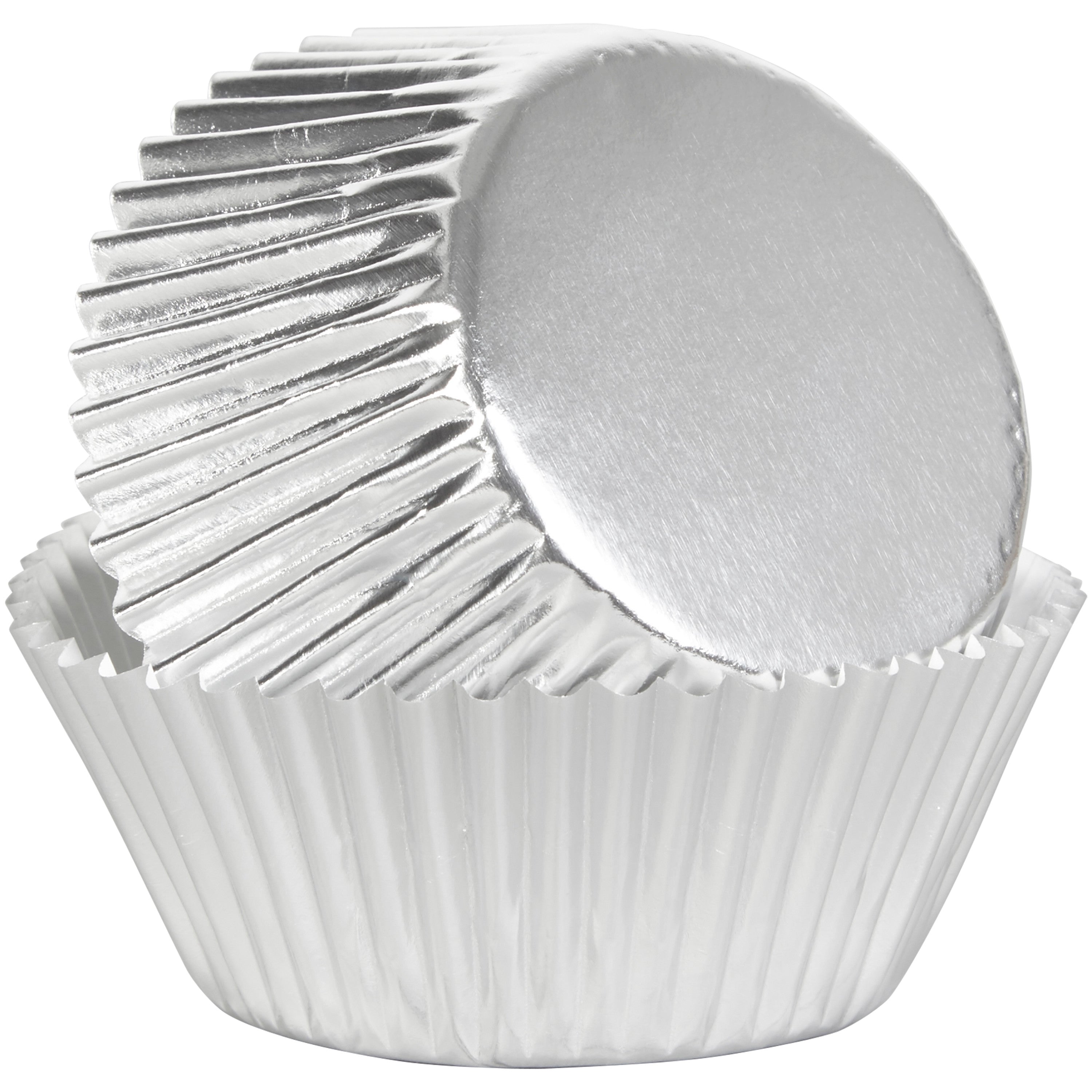 qiqee Silver Foil Cupcake Liners For Baking 300pcs Baking Cups Thick ＆  Sturdy, Oil Resistance, Muffin Liners Paper(Standard Size)